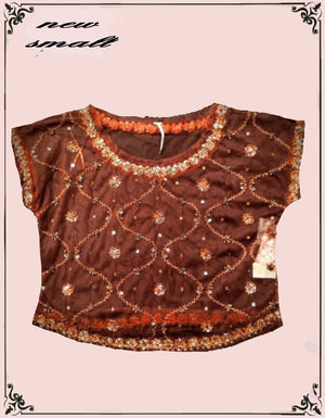 Free People -  copper mesh top with sequins -  size S