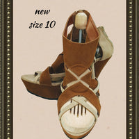 Bamboo high wedge sandals- so cute! - size 10 (b)